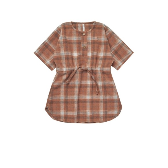 NWT RYLEE + CRU ELENI DRESS / BROWN PLAID 6-7 - Picture 4 of 9